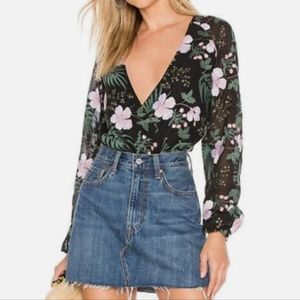 Lovers & Friends Laya Bodysuit Embroidered Long Sleeve XXS